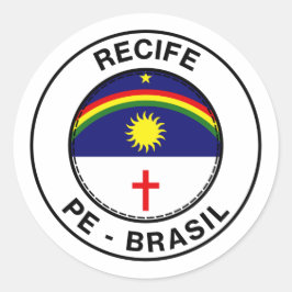 Brasil Recife Pernambuco PE Bandeira Stamp Runt Klistermärke