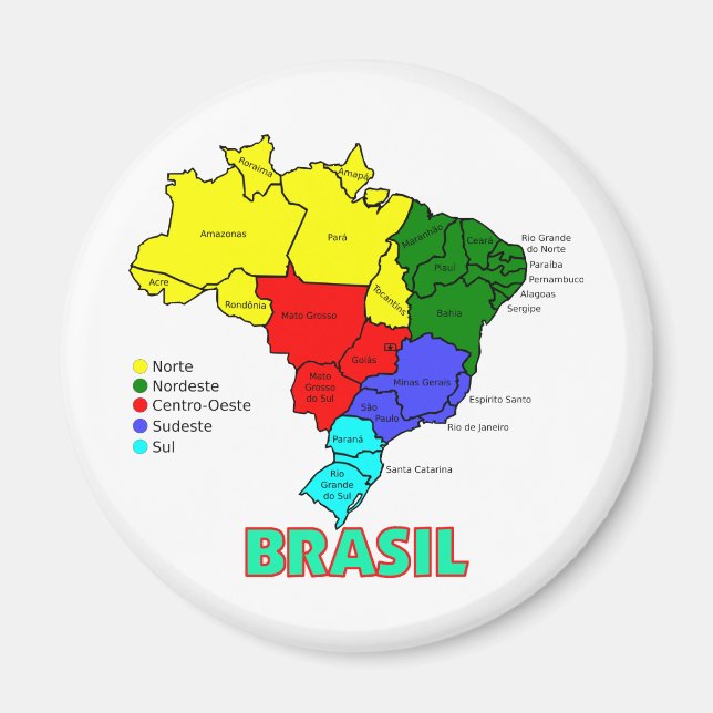 Brasil. Regioner i Färg Magnet (Framsidan)