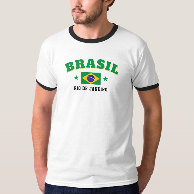 Brasil Rio de Janeiro Retro Flagga T Shirt (Framsida)