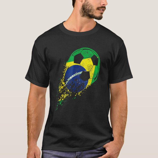 Brasil Soccer Brazil Brasilian Flag Pride Soccer P T Shirt (Framsida)