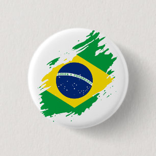 Brasil Sönderriven Flagga Nationell Stolthet Sport Knapp