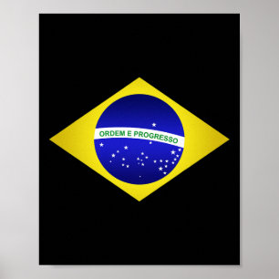 Brasil T-shirt Brasiliansk fotboll Brasilien flagg Poster