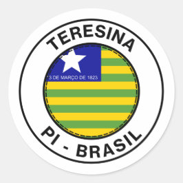 Brasil Teresina Piaui PI Bandeira Stamp Runt Klistermärke