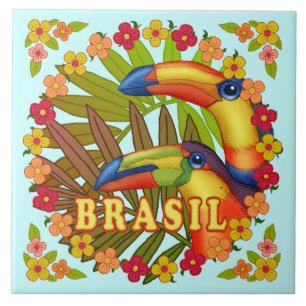 Brasil Toucans keramisk panel Kakelplatta