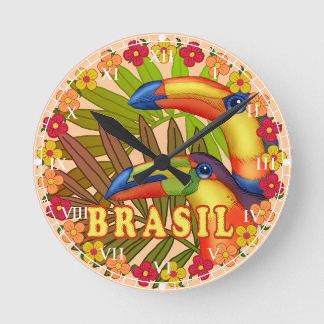 Brasil Toucans Rund Klocka (Framsida)