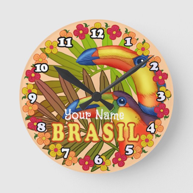 Brasil Toucans Rund Klocka (Framsida)