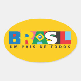 Brasil Um Pais de Todos Bumper Sticker Ovalt Klistermärke