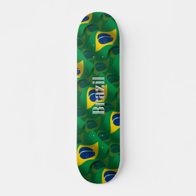 Brasil Vift Flagg Mini Skateboard Bräda 18,7 Cm (Framsida)