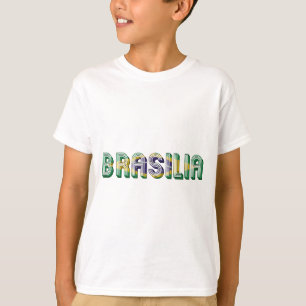 Brasilia Brasil Brasilien Typography Flagga Färg Tee