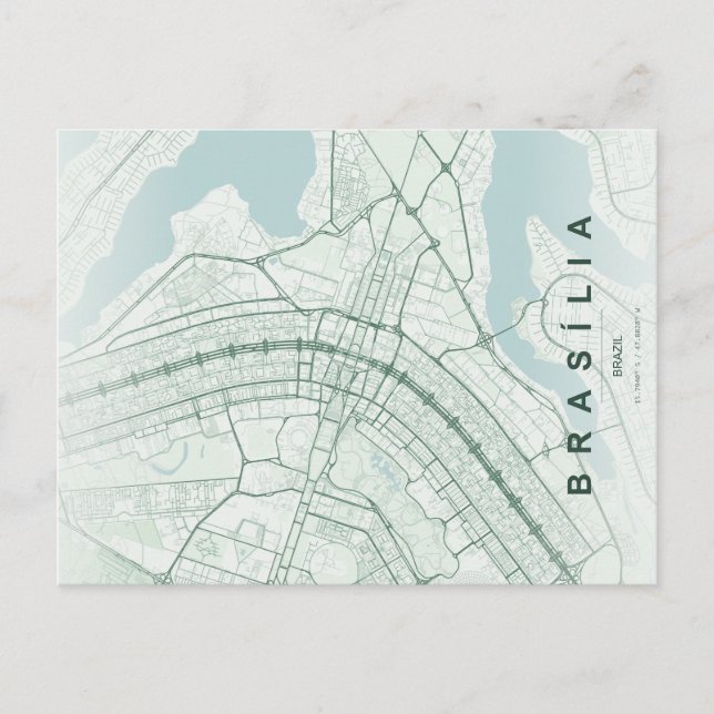 Brasilia Brasilien Karta Minimal Postkort Vykort (Framsida)