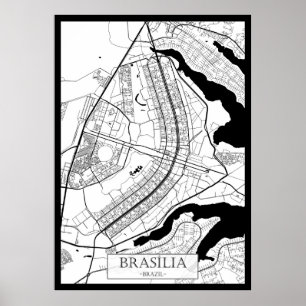 Brasília Brasilien Karta Poster