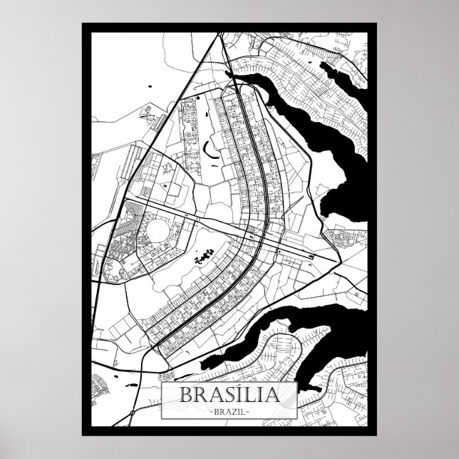 Brasília Brasilien Karta Poster (Framsidan)