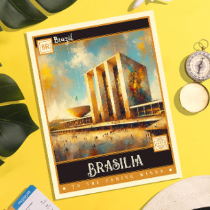 Brasília, Brasilien   Måla Vintage Vykort