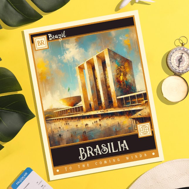 Brasília, Brasilien | Måla Vintage Vykort (Skapare uppladdad)