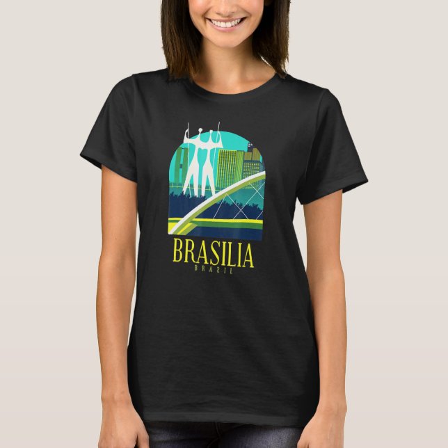 Brasilia Brasilien Skyline Brazilian Brazilian Cit T Shirt (Framsida)