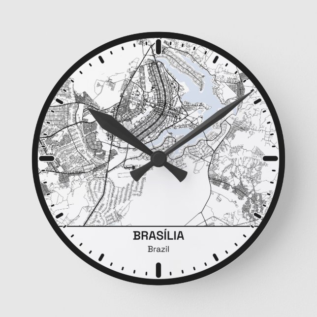 Brasilia Clock City Line Art Rund Klocka (Framsida)