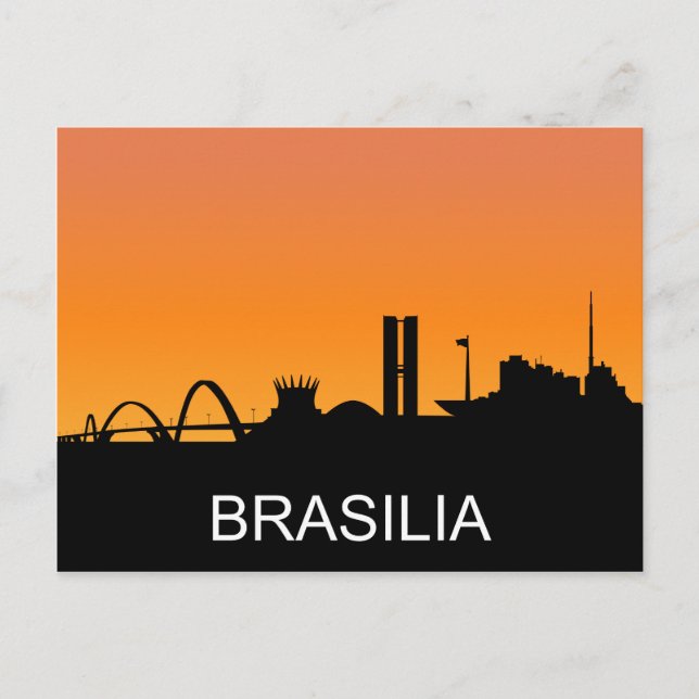 Brasilia silhouette, sommarsolnedgång, illustratio vykort (Framsida)