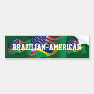 Brasilian-Amerikan som vinkar flagga Bildekal