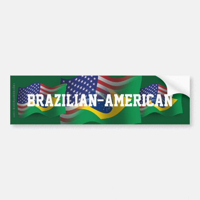 Brasilian-Amerikan som vinkar flagga Bildekal (Framsidan)