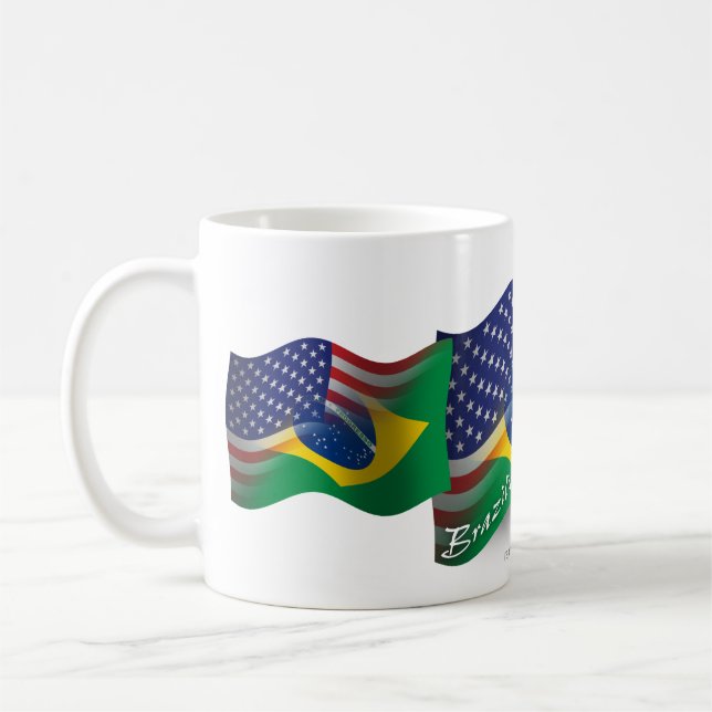 Brasilian-Amerikan som vinkar flagga Kaffemugg (Vänster)