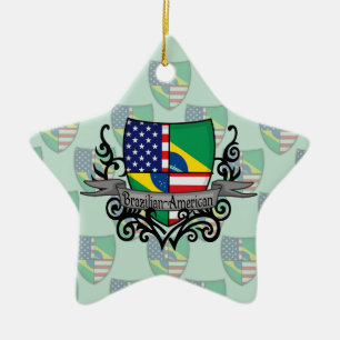 Brasilian-Amerikanen skyddar flagga Julgransprydnad Keramik