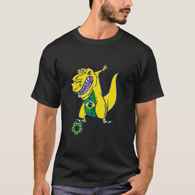 Brasilian Dino Rex Brazil Soccer Brazilian Flag Br T Shirt (Framsida)