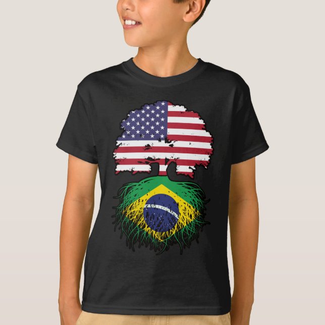 Brasiliansk amerikansk amerikansk amerikansk Träd  T Shirt (Framsida)