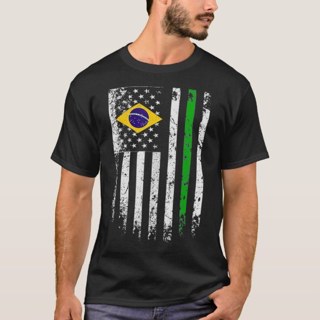 Brasiliansk amerikansk Flagga T Pride Brasilien US Shirt (Framsida)