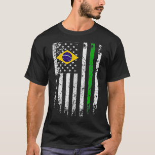 Brasiliansk amerikansk Flagga T Pride Brasilien US T Shirt