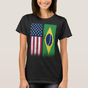 Brasiliansk amerikansk Flaggor Proud USA Brasilien T Shirt