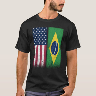 Brasiliansk amerikansk Flaggor Proud USA Brasilien T Shirt