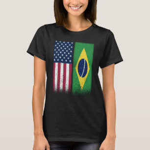 Brasiliansk amerikansk Flaggor Proud USA Brasilien T Shirt