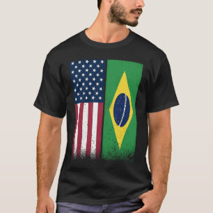 Brasiliansk amerikansk Flaggor Proud USA Brasilien T Shirt