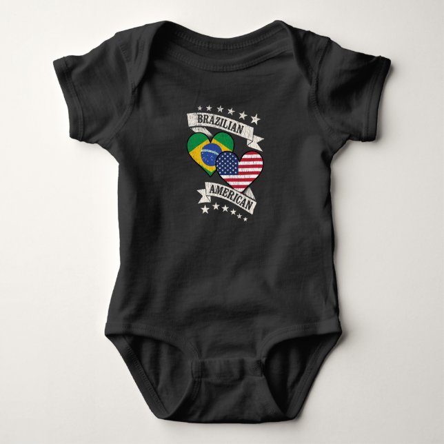 Brasiliansk amerikansk Heart Flaggor Brasilien Ame T Shirt (Framsida)
