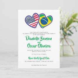 Brasiliansk amerikansk Heart Flaggor Bröllop Inbjudningar