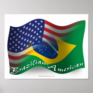 Brasiliansk-amerikansk Wave-Flagga Poster