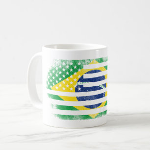 Brasiliansk amerikanska flaggan Brasilien och Kaffemugg