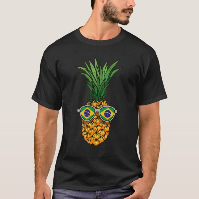 Brasiliansk ananas Brasiliansk Flagga Sunglass Som T Shirt (Framsida)