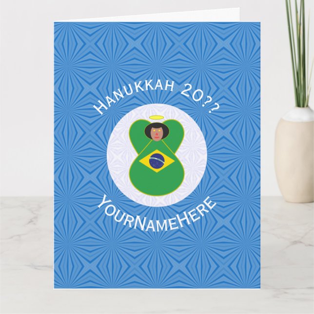 Brasiliansk Angel Hanukkah Flagga Personlig Kort (Framsida)