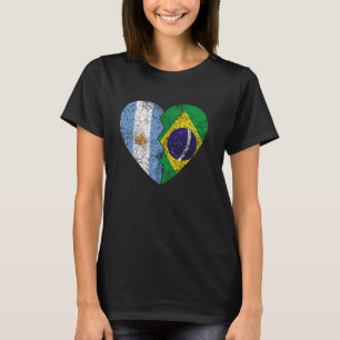 Brasiliansk argentinsk Flaggor Heart Argentina Bra T Shirt