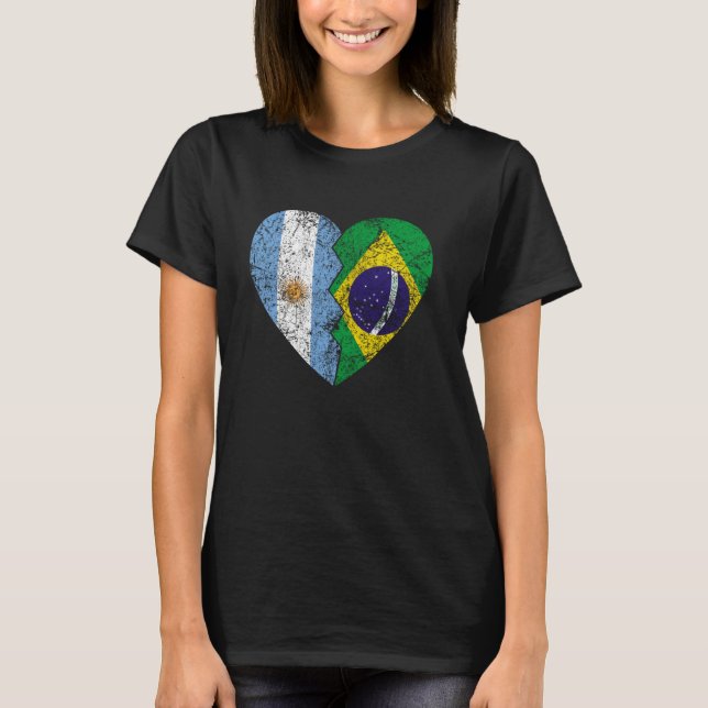 Brasiliansk argentinsk Flaggor Heart Argentina Bra T Shirt (Framsida)