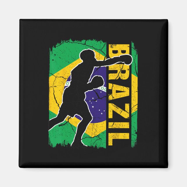Brasiliansk Boxing Team Brazilian Flagga Boxing Gl Magnet (Framsidan)