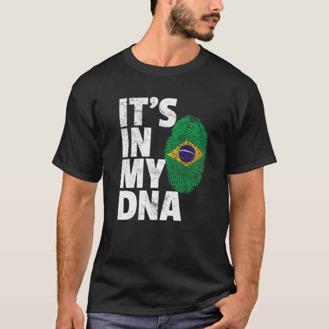 Brasiliansk brasiliansk Flagga: DET ÄR IN MY DNA-J T Shirt (Framsida)