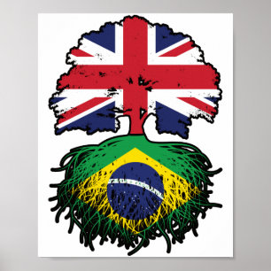 Brasiliansk brittisk brittisk Träd-Flagga Poster