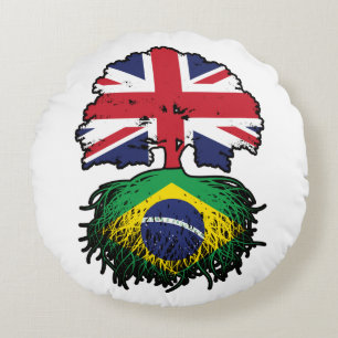 Brasiliansk brittisk brittisk Träd-Flagga Rund Kudde