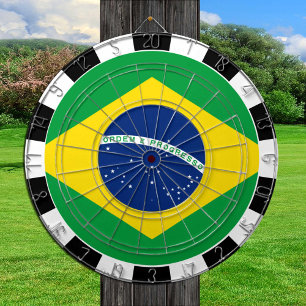 Brasiliansk Dartboard och brasiliansk Flagga/spelt Darttavla