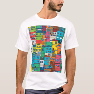 Brasiliansk favör i städerna: färgstark bakgrund. t shirt