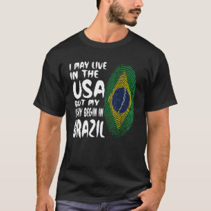 Brasiliansk Fingerprin Brasiliansk Flagga T Shirt