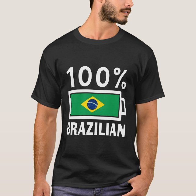 Brasiliansk Flagga 100 Brasiliansk batteritektenhe T Shirt (Framsida)