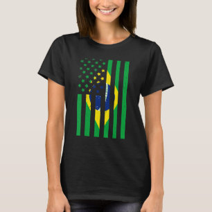 Brasiliansk Flagga amerikansk USA flagga brasilian T Shirt